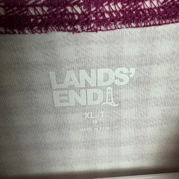 Lands' End purple gingham mock neck long sleeve top size XL G7 - Picture 2 of 4